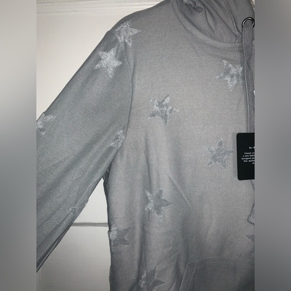 NWT‎ bobeau Heather gray stars hoodie with fuzzy fleece lining size medium - Picture 5 of 12